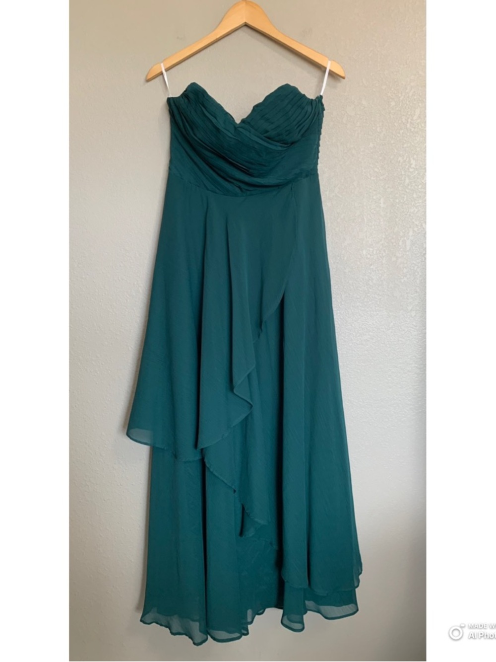 Lulus Medium Revered Elegance Emerald Green Pleated Strapless Maxi Dress NWT - Picture 3 of 17